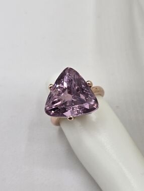 Swarovski Crystal Elements Rose Gold Statement Ring Pink Triangle Size 6 Prom